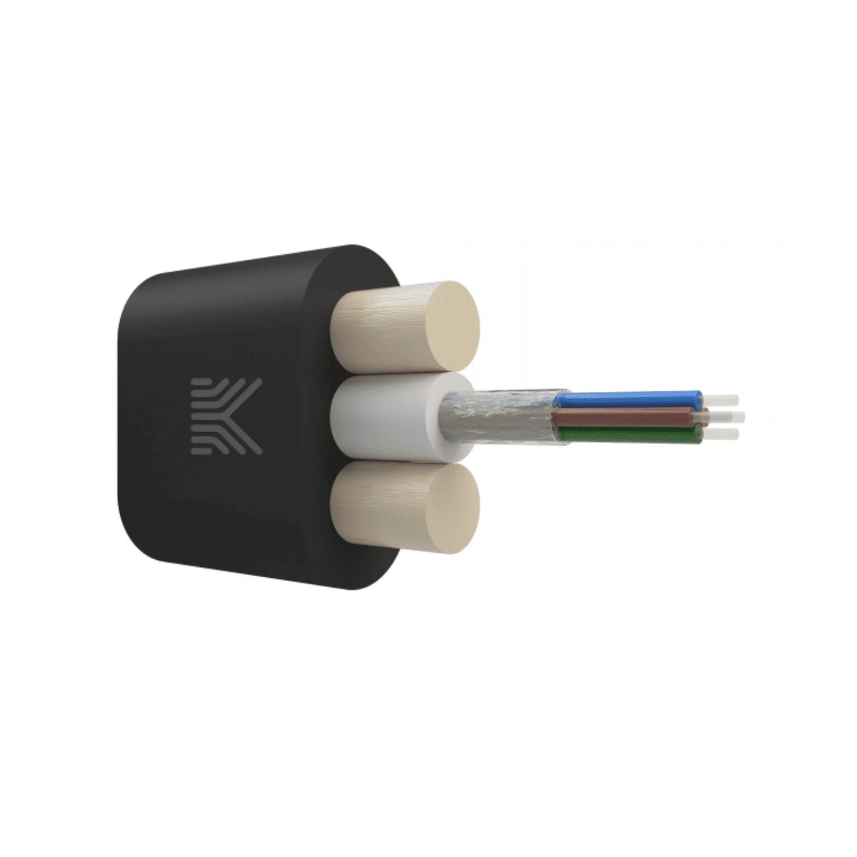 Плоский дроп-кабель 4 волокна G.657.A1, усиленный стеклопрутками, полиэтилен, 1.5 кН